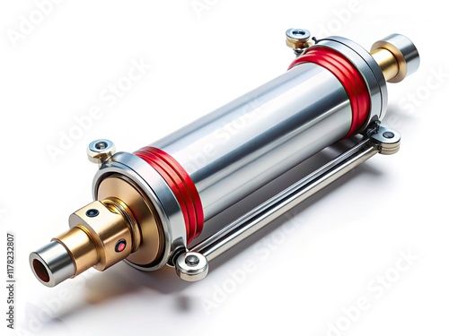 Cylinder Pneumatic Air Suspension, Industrial Air Spring, Isolated White Background,  High-Resolution Image, Engineering Photography