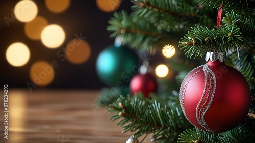 Interior christmas. magic glowing tree fireplace gifts in dark