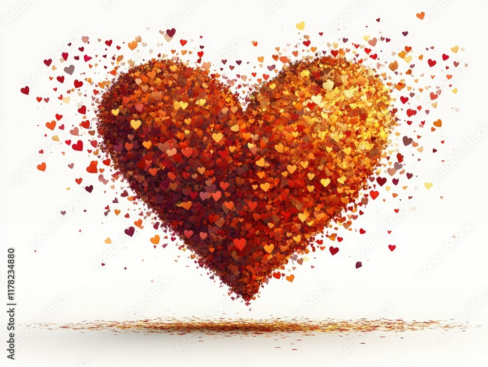 Heart of hearts exploding with love on white for Valentine's Heart of hearts exploding with love on white for Valentine's