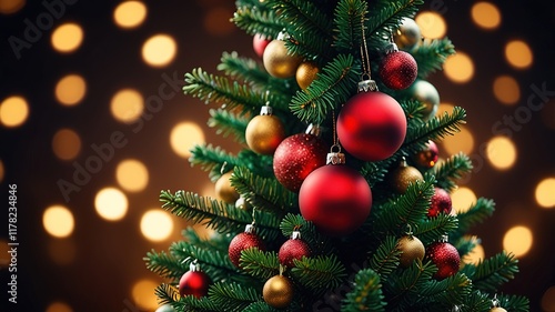 Interior christmas. magic glowing tree fireplace gifts in dark