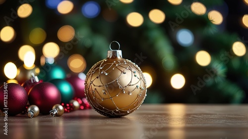 Interior christmas. magic glowing tree fireplace gifts in dark