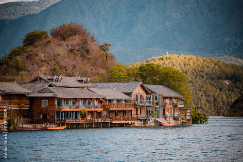 Scenery of Lugu Lake in Yunnan, China photo