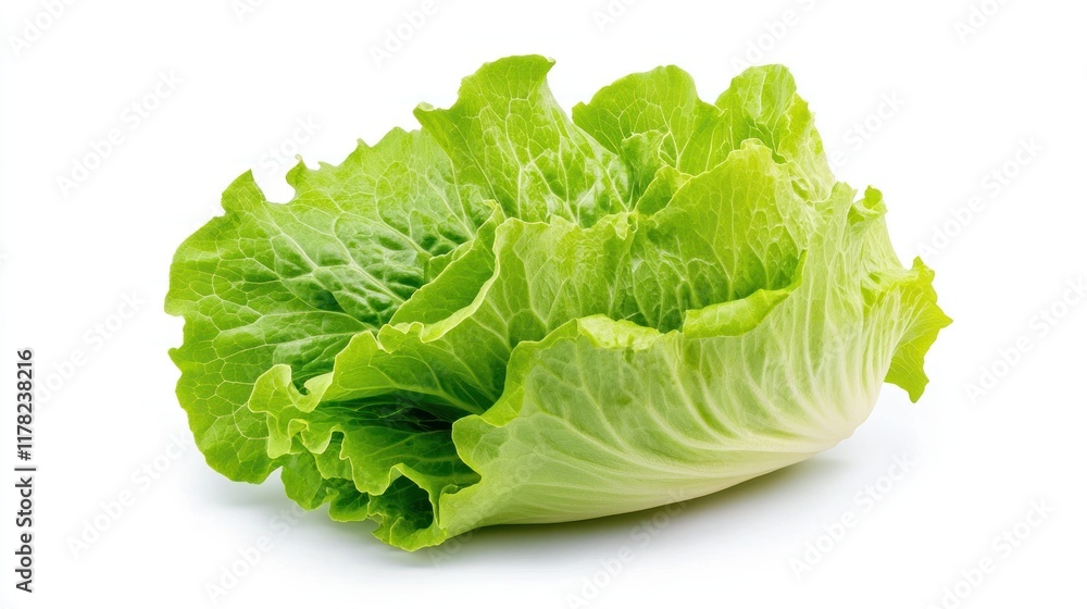 Fresh green lettuce leaf on a white background. Fresh green lettuce leaf on a white background.