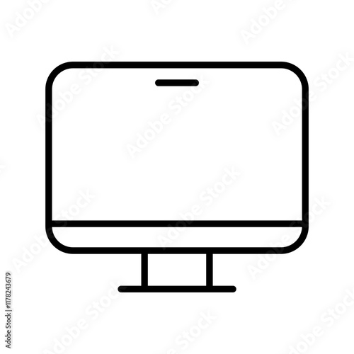 Computer in line style icon. computer monitor PNG symbol. Computer monitor display signs vector illustration for apps and website