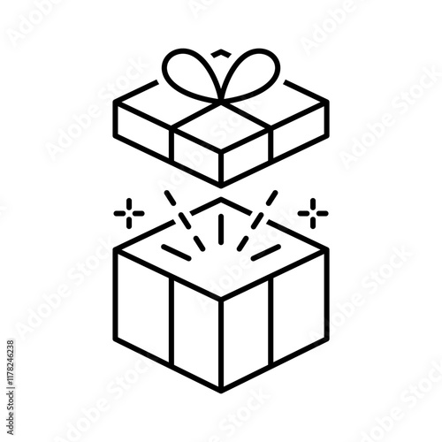 Gift box in line style icon. Surprising gift box PNG symbol. Gift wrapping signs vector illustration for apps and website