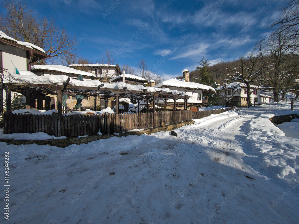Winter view of village of Bozhentsi, Bulgaria