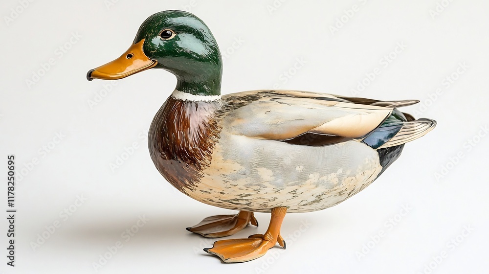 Obraz premium Hand-painted Mallard Duck Figurine: A Detailed Avian Artwork