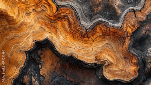 Wallpaper Mural Abstract close-up of a wooden tree ring with rich textures, showing the natural and organic patterns formed by years of growth and time Torontodigital.ca