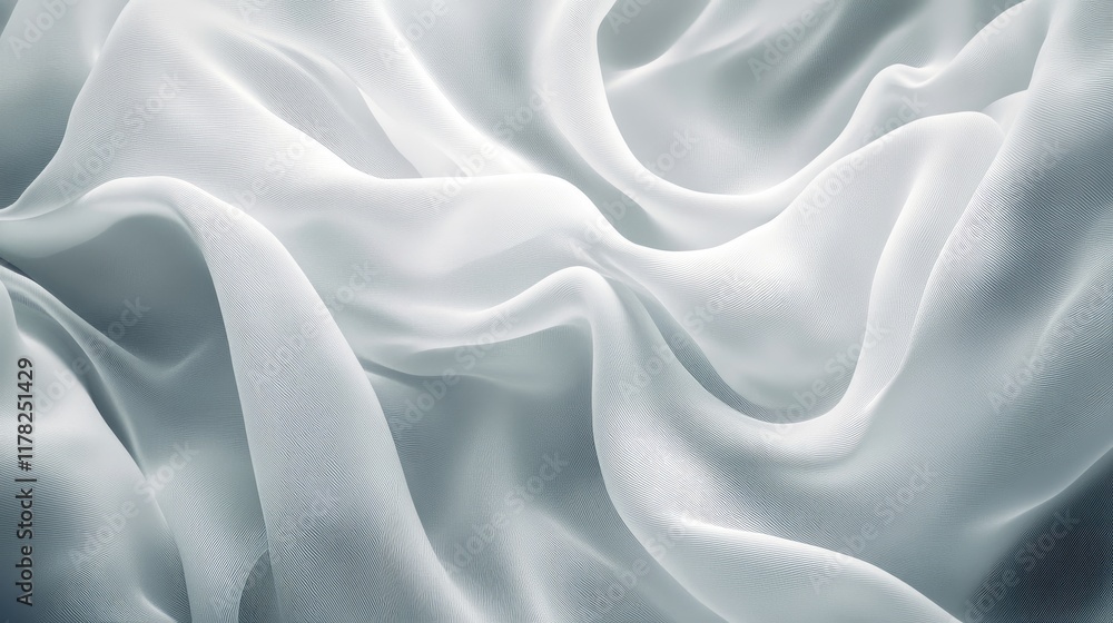 Obraz premium Abstract white lines curving into a flowing wave pattern, creating a smooth, rhythmic design that exudes elegance and serene motion