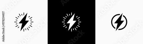 Flash lightning bolt in flat style icon. Electric power symbol. Power energy signs vector illustration for apps and website