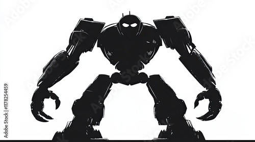 Silhouette Of A Powerful Mechanical Robot