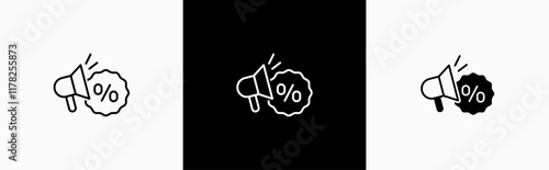 Special offer with megaphone discount in line style icon. Badge, discount, announcement in flat style symbol. Marketing megaphone signs. vector illustration for apps and website