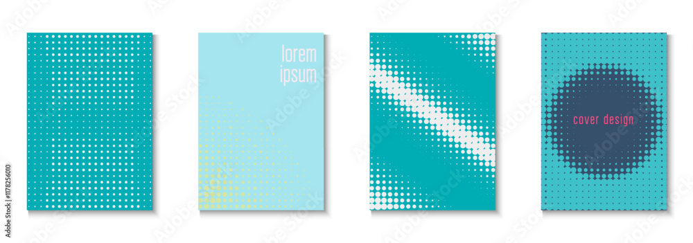 Graphic Texture Set. Color Art With Memphis Elements. Linear Shapes For Brand Folder. Line Flyer. Minimalist Halftone Pattern. Geometric Book Poster. Trendy Graphic Texture