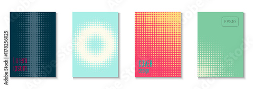 Dot Texture Set. Summer Art In Minimal Design. Linear Shapes In Annual Frame. Graphic Flyer. Minimalist Business Template. Geometric Abstract Poster. Trendy Dot Texture