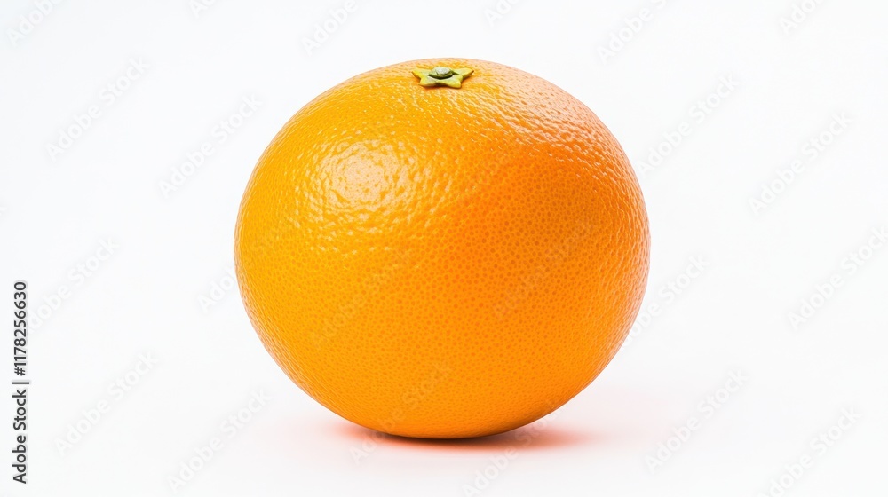 A single orange fruit on a white background. A single orange fruit on a white background.