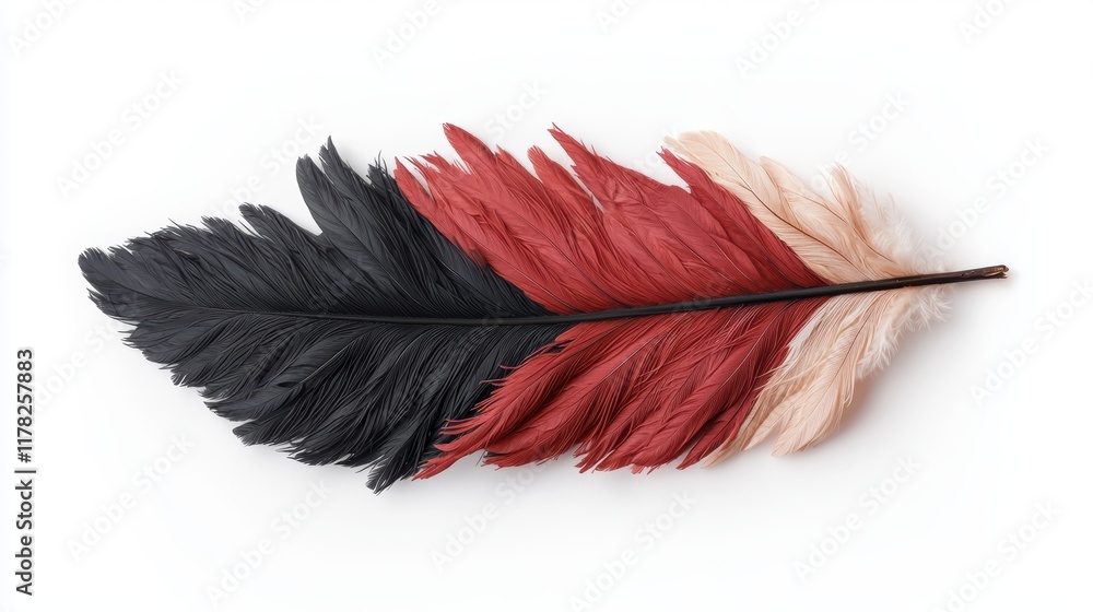 Multicolored feather on white background Multicolored feather on white background