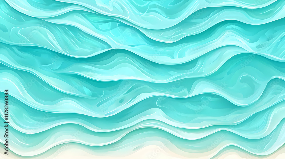 Serene Teal Ocean Waves: A Peaceful, Abstract Watercolor Painting Serene Teal Ocean Waves: A Peaceful, Abstract Watercolor Painting