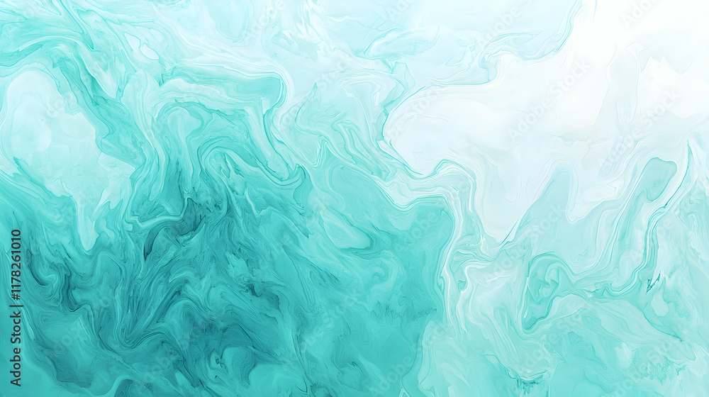 Obraz premium Serene Aqua Swirls: An Abstract Fluid Painting