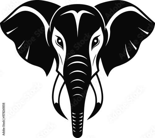 Elephant head silhouette illustration design, vector graphic, isolated icon