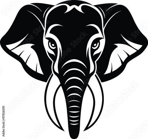 Elephant head silhouette illustration design, vector graphic, isolated icon