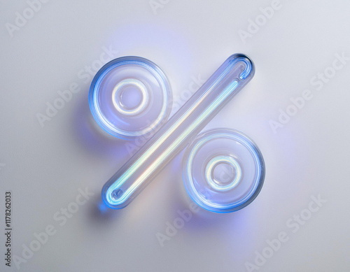 Luz neon de porcentaje para rebajas web logotipo