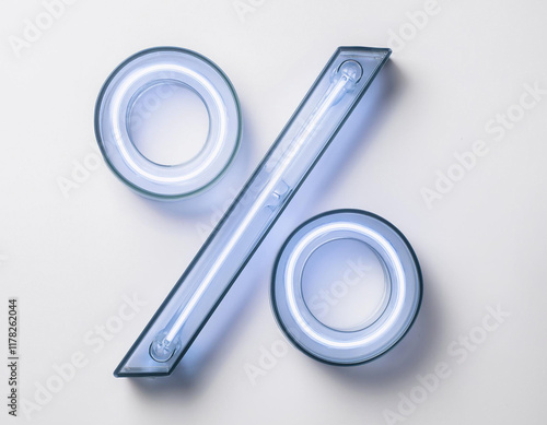 Luz neon de porcentaje para rebajas web logotipo