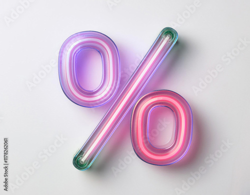 Luz neon de porcentaje para rebajas web logotipo