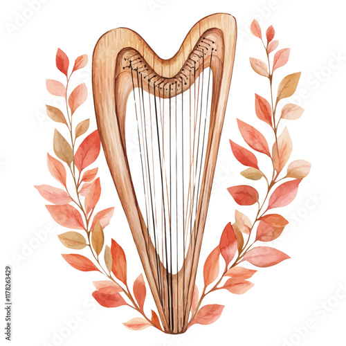 A watercolor drawing of harp tuning pins, isolated on a white background. Harp tuning pins vector.
