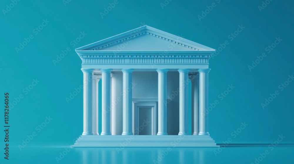 Fototapeta premium Minimalist White Temple on Teal Background - Serenity