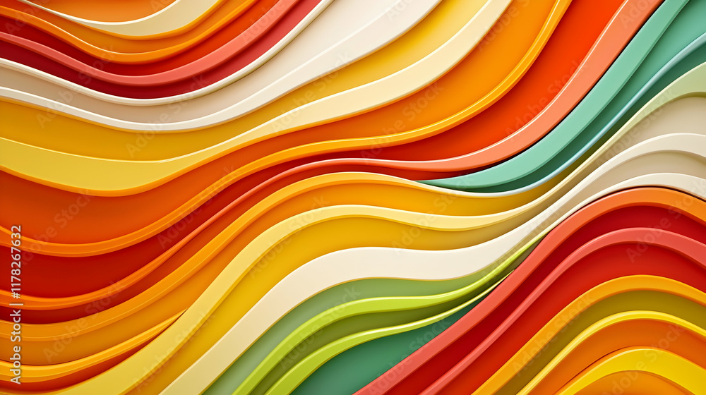 Vibrant Wave Abstract: Colorful, Curving Layers in a Joyful Style Vibrant Wave Abstract: Colorful, Curving Layers in a Joyful Style