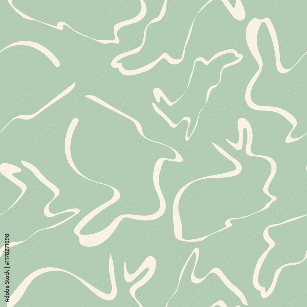 seamless pattern of simple easter bunny icons in different poses drawn with lines on a green background, for various logos or designs seamless pattern of simple easter bunny icons in different poses drawn with lines on a green background, for various logos or designs