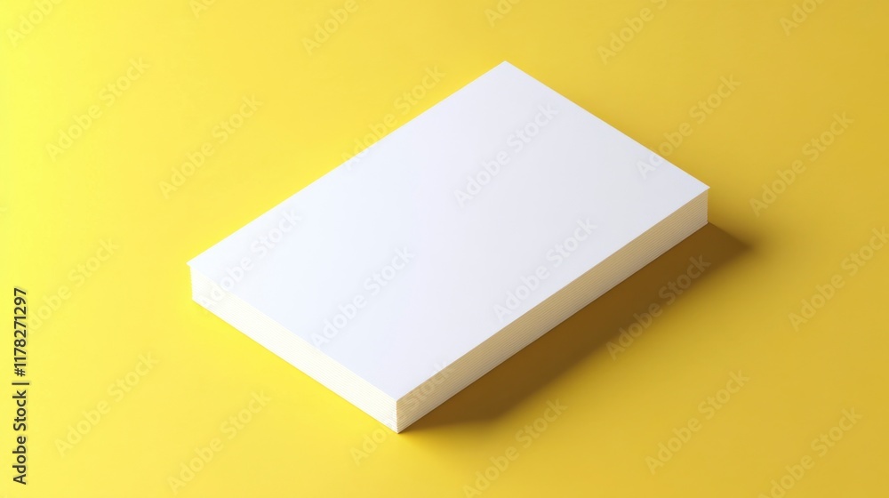 Stack of Blank White Business Cards on Yellow Background - Mockup Stack of Blank White Business Cards on Yellow Background - Mockup