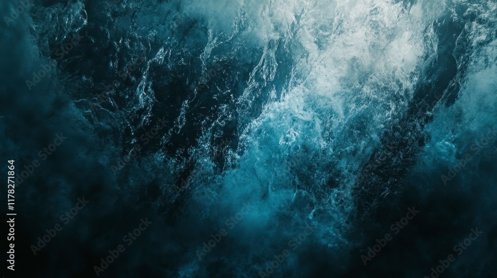 Fototapeta premium Abstract Ocean Waves Teal Deep Dark Swirling Underwater