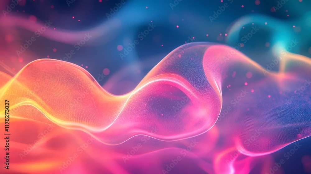 Fototapeta premium Abstract Pink and Orange Wave Background, Futuristic Hologram Design