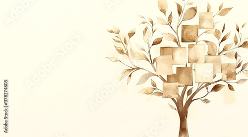 Wallpaper Mural Visual representation of a family tree featuring blank squares for individuals, ideal for documenting lineage and ancestry Torontodigital.ca