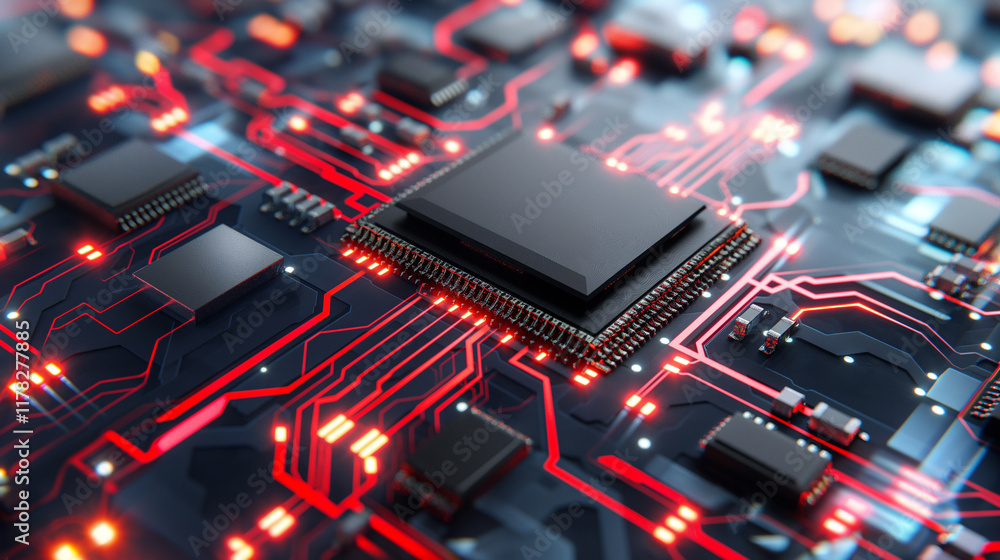 Futuristic Circuit Board with Microchip | Technology, Electronics, Digital Innovation Futuristic Circuit Board with Microchip | Technology, Electronics, Digital Innovation