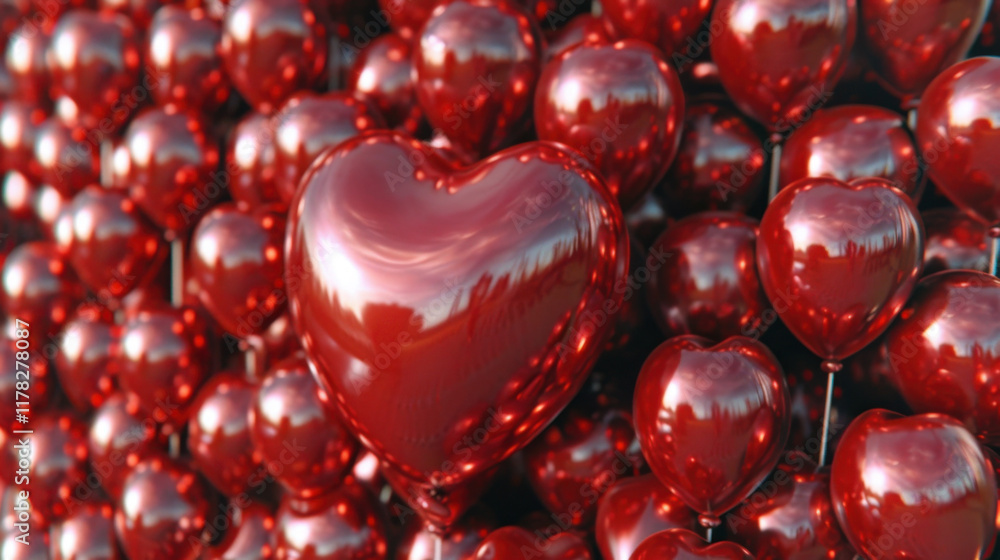 Balloons in the shape of hearts. Valentine's celebration background Balloons in the shape of hearts. Valentine's celebration background