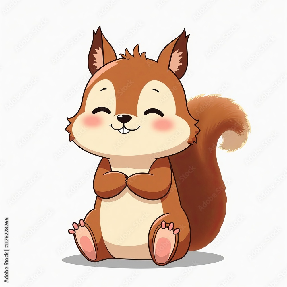 Fototapeta premium Animated brown squirrel sitting with crossed paws