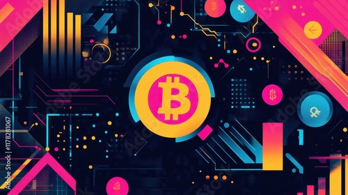 Wallpaper Mural Bitcoin Cryptocurrency Circuit Board Neon Abstract Art Torontodigital.ca