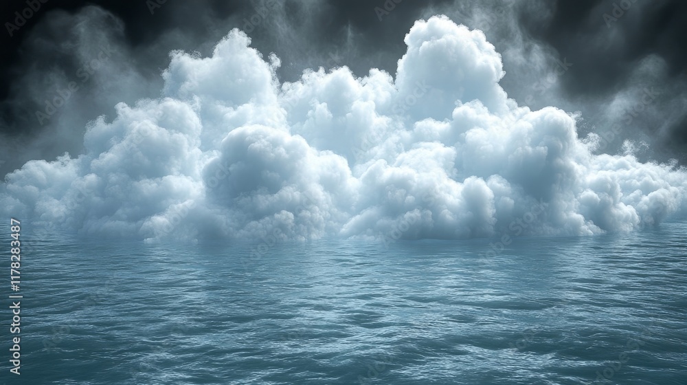 Obraz premium Enigmatic Cloudscape Over a Serene Sea: A Digital Masterpiece