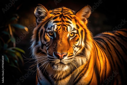 Bengal Tiger Night Photography, Kanha National Park, India - Wildlife Macro Shot photo