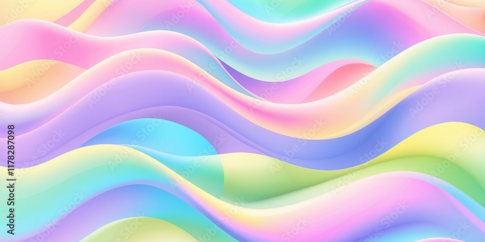 Abstract colorful background with soft, wavy patterns flowing horizontally. Vibrant pastel colors, including pink, blue, purple, green, and yellow, blend smoothly with a gradient effect. Abstract colorful background with soft, wavy patterns flowing horizontally. Vibrant pastel colors, including pink, blue, purple, green, and yellow, blend smoothly with a gradient effect.