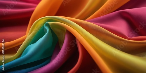 Wallpaper Mural Muticolor Silk Background with Satin, Wavy Abstract, Copy Space Torontodigital.ca