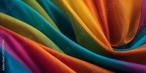 Wallpaper Mural Muticolor Silk Background with Satin, Wavy Abstract, Copy Space Torontodigital.ca