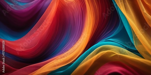 Muticolor Silk Background with Satin, Wavy Abstract, Copy Space photo