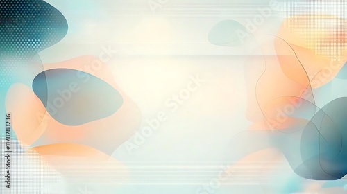 Abstract pastel background with blurred shapes and light streaks.