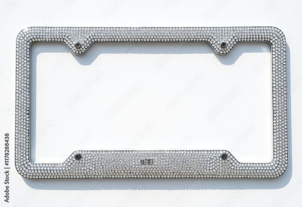License plate frame with embedded gems on white background