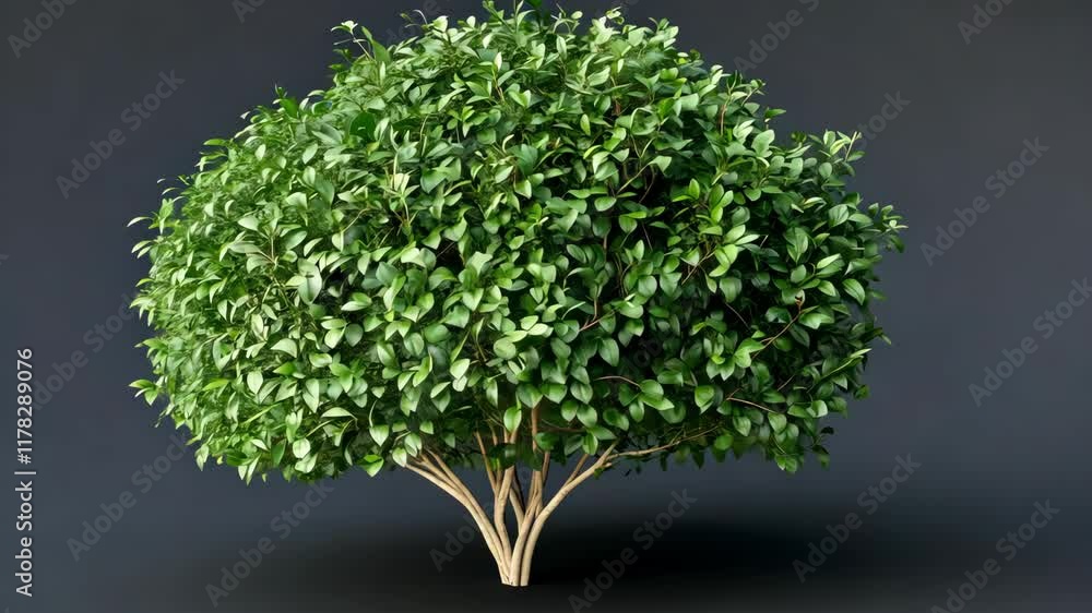 Lush green bush with dense foliage showcasing vibrant leaves in a minimalist setting Lush green bush with dense foliage showcasing vibrant leaves in a minimalist setting