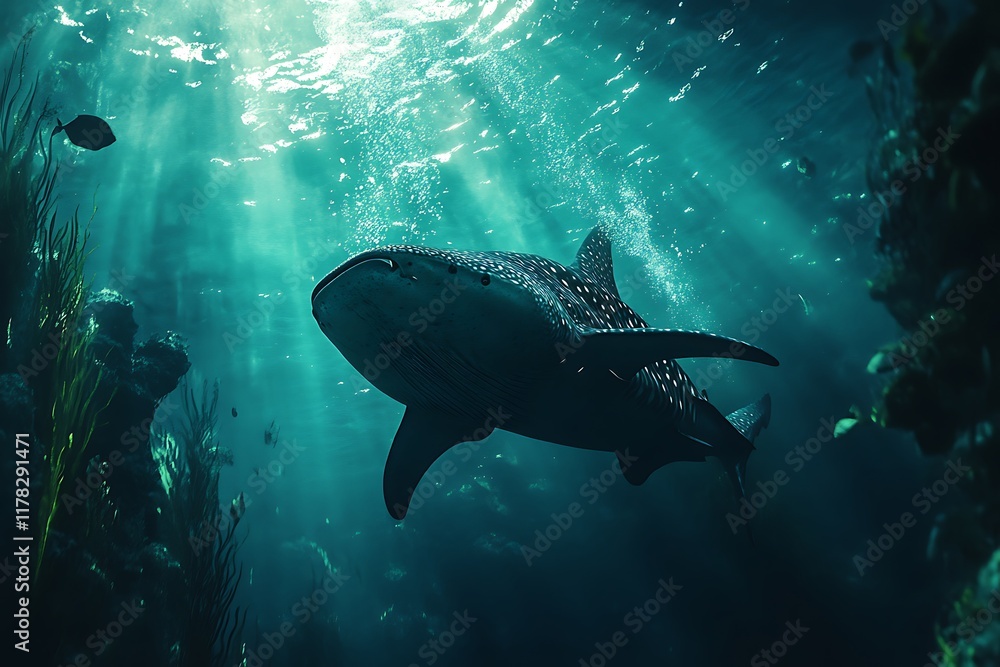 Naklejka premium Majestic Whale Shark Underwater