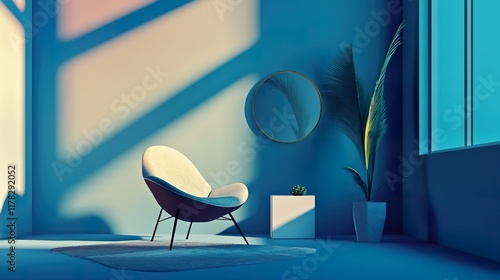 interior design of modern. blur of living room